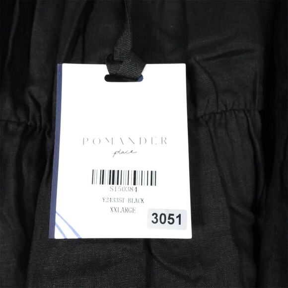 New Tuckernuck Pomander Place Womens 2XL Black Puff Sleeve Ares Mini Dress Linen - Picture 12 of 13